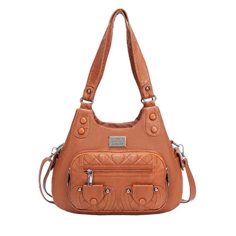 Luxury designer crossbody large capacity shoulder bag for ladies soft leather fashionable brand messenger bags