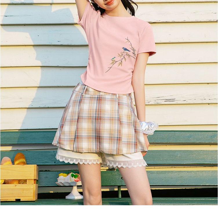 T-shirt a maniche corte stile cinese da donna, top corto estivo beige, outfit alla moda e trendy