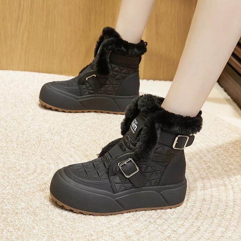 Fashion Winter Autumn Wedges Short Boots Women High Heel Snow Boots Short Plush Fur Ankle Boots Increased Internal Female Platform Shoes