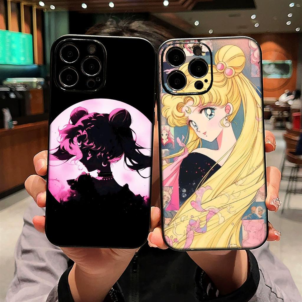 Funda Coque Cover for Apple iPhone 15 14 16 Plus XS 13 11 12 Pro Max XR X 16E ProMax Phone Case Cat Sailors Beautiful Girl Moon
