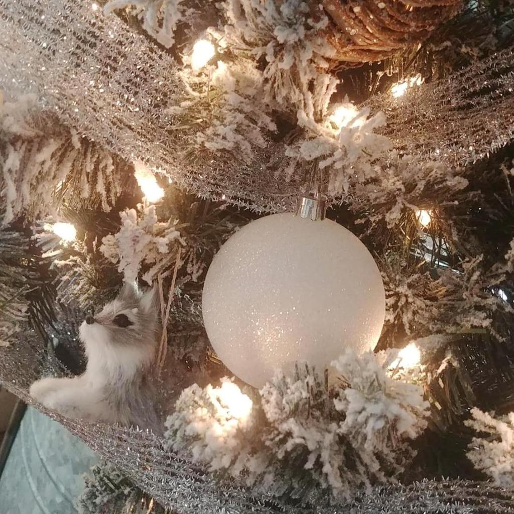 24-Piece 6cm/2.36-Inch White Glitter Snowflake Christmas Ball Ornaments & Shatterproof Tree Hanging Trinkets