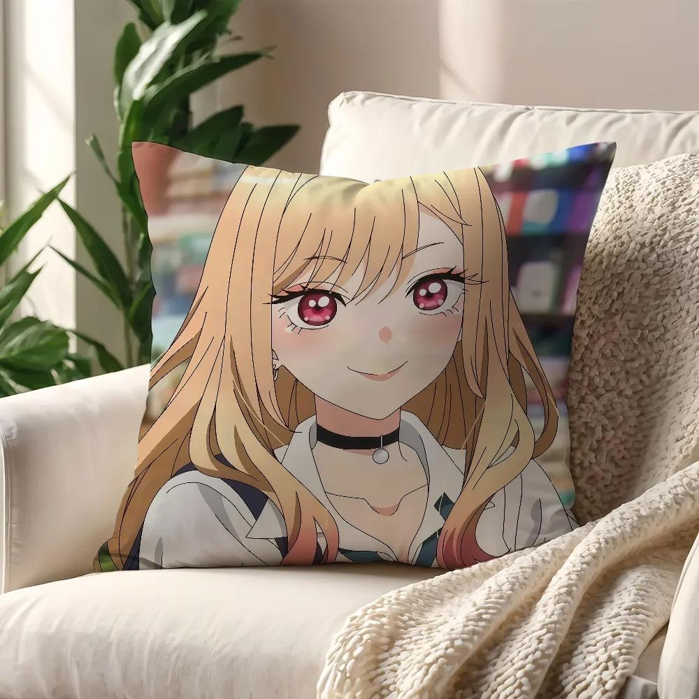Marin Kitagawa Anime Throw Pillow Cover Double Sided 2D Soft Linen Pillow Cover Bedroom Living Room Couch Decor Cute Sweet Gift