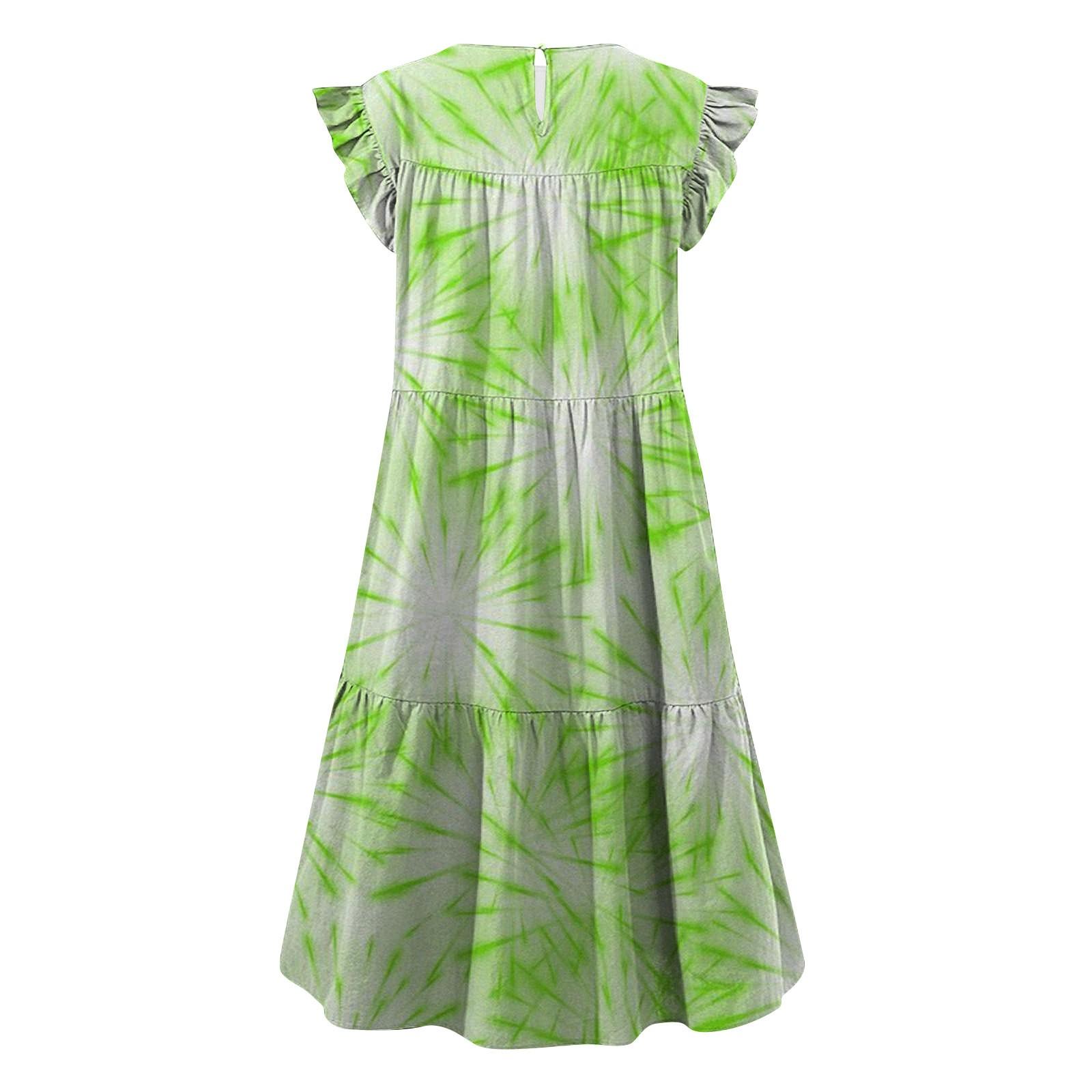 Женские повседневные летние платья с рюшами и круглым вырезом с коротким рукавом XXXXXL — фото 4