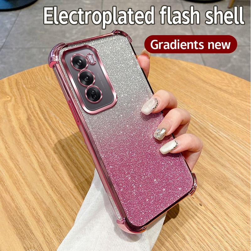 Luxury Plating Clear Shockproof Glitter Phone Case For OPPO Reno 12 11 10 9 8 Pro 5 6 7 8 Lite 12F 11F 5Z 7Z 8Z 8T 4G 5G Cover