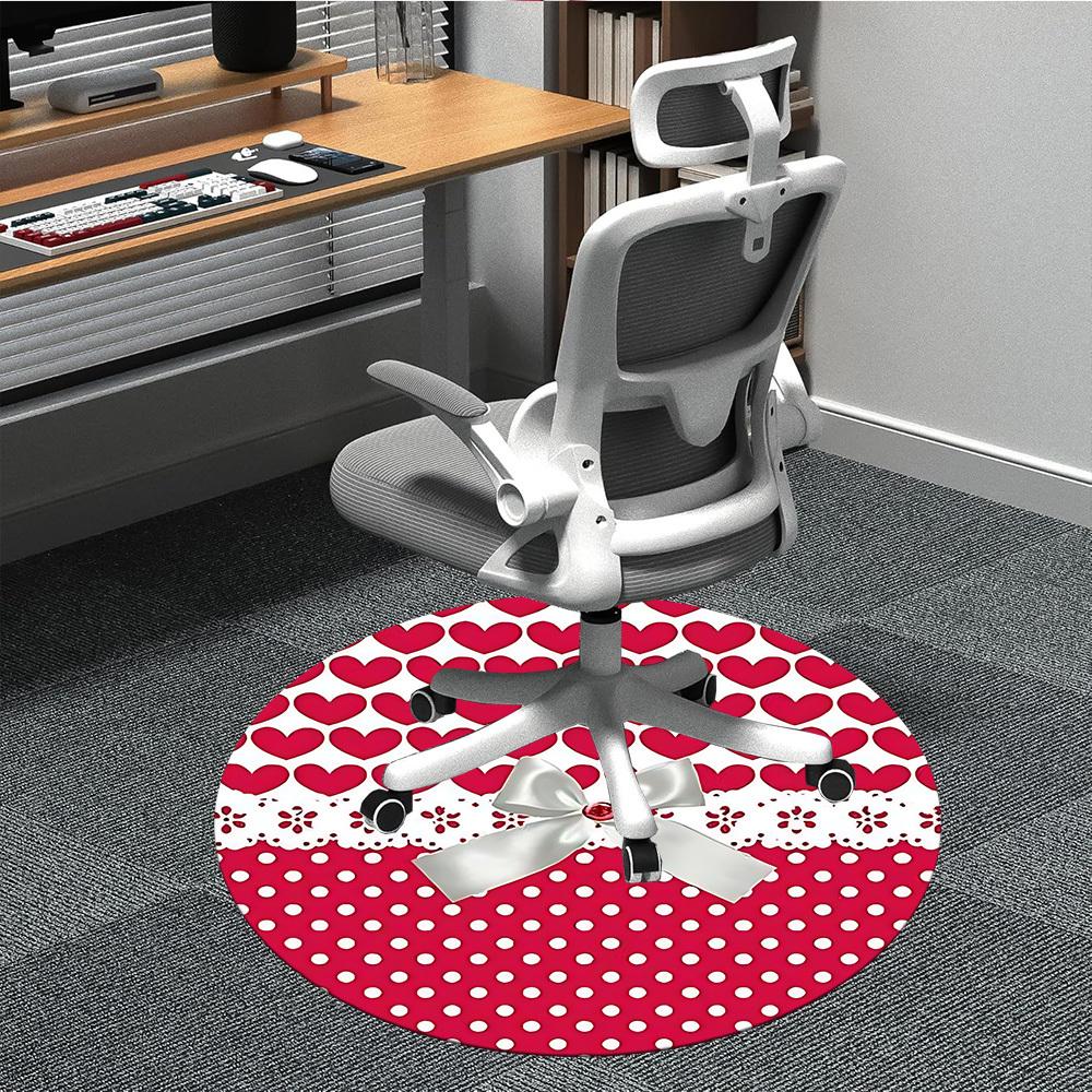 

1pc Heart Print Bow Pattern Chair Carpet for Office Non Slip, Machine Washable Rug for Office, Room Holiday Decor for Christmas, Birthday Polyester 80cm
