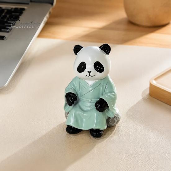 Small Zen Tabletop Figurine Panda Playing Go Chess Figurine, Resin Robe Leisurely Mood Office Ornament Ornament, Cute Statue for Tea Room Study Decor