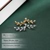 Banyan Tree S925 Silver Olive Branch Leaf Zircon Ear Hooks - Cold Style Summer Earrings for Women