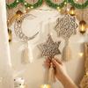 with Tassels Moon Star Hollow Mesh Wall Decor Handmade Wooden Handicraft Pendant  Home Decoration