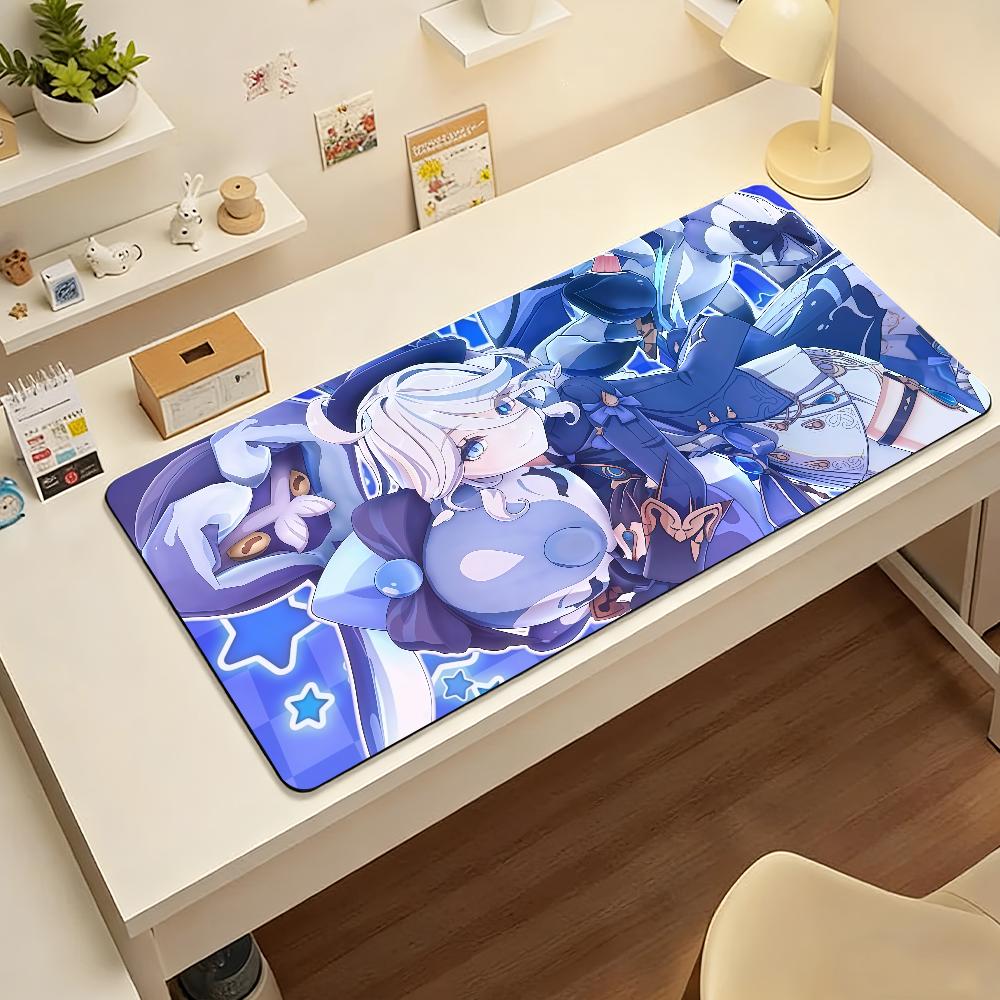 Genshin  Furina  Mouse Pad  Nonslip Locking Edge DeskMat PC Laptop Accessories Rubber Office Keyboard Large Game XXL Carpet