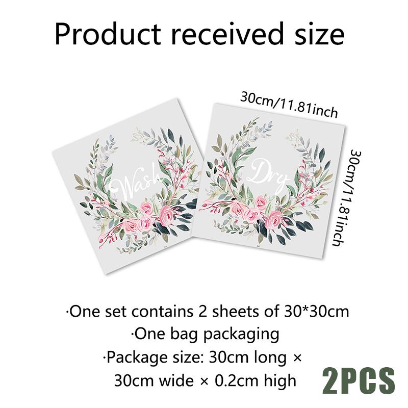 Flower Sticker For Washing Machine Self Adhesive Dry Wash Decals Laundry Room Washroom Shower Home Decor Wall Stickers