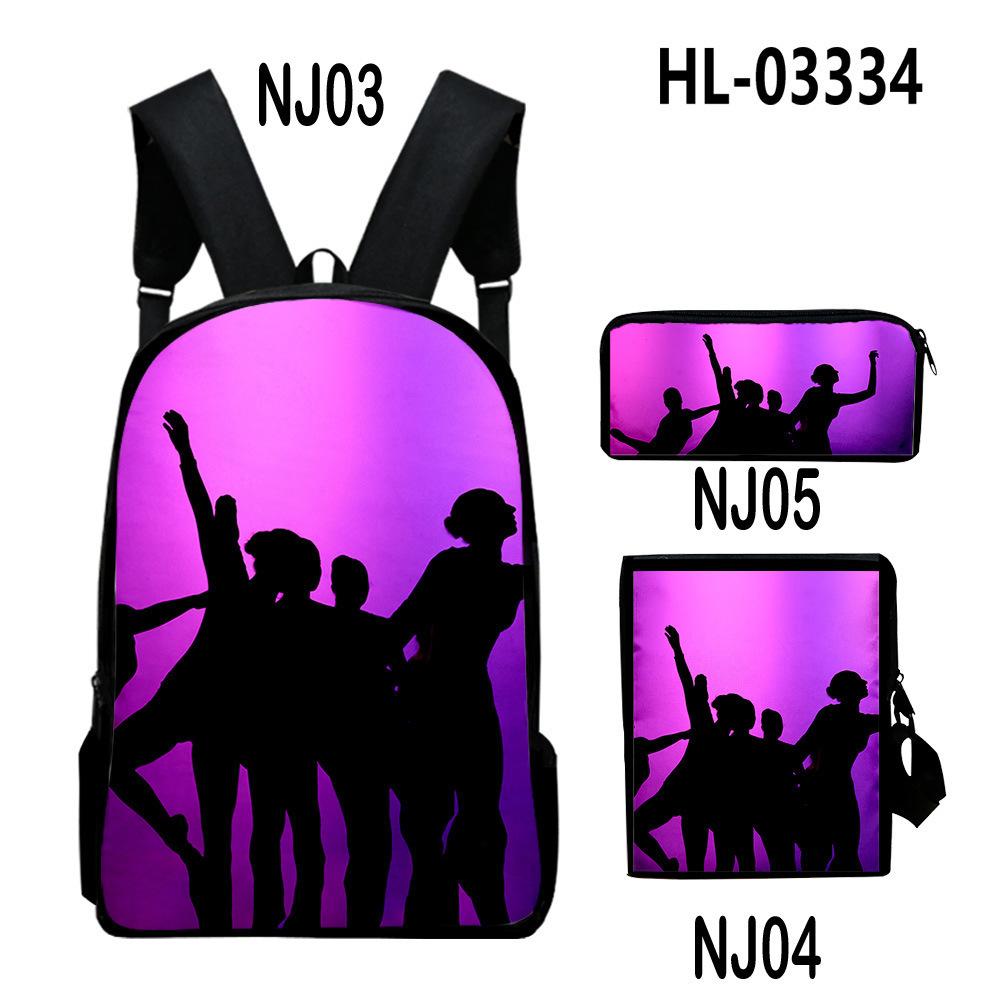 Danse des Ombres Classique Populaire Impression 3D 3 pièces/Ensemble Sacs d'école pour élèves Sac à dos pour ordinateur portable Sac à dos Sac à bandoulière incliné Trousse à crayons