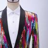 Men's Colorful Vertical Sequin Dress Single Top Green Fruit Collar Suit Dance Leisure Color Matching Bar Host Suit