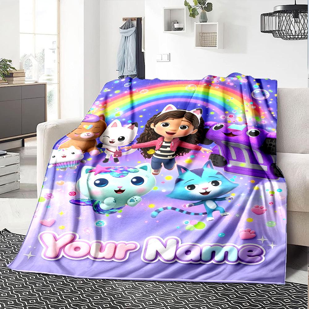 Name Custom Gabby Print Flannel Blanket High Quality Warm Comfortable Cover for All Seasons Perfect for Gifts Home Decor