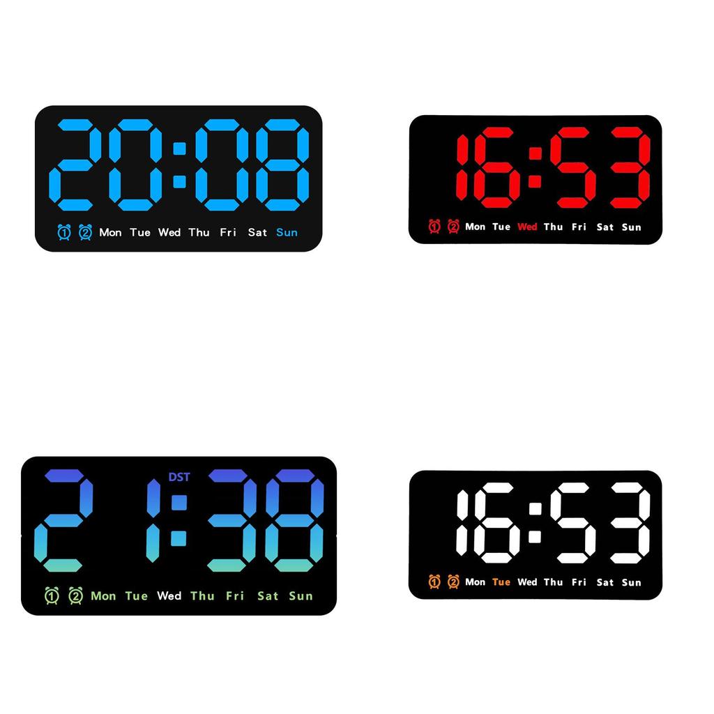 Digital Wall Clock With Temperature And Led Display For Living Room Decor