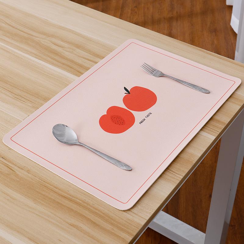 Fruits Luxury Leather Placemat Home Kitchen Decoration Romantic Western Food Mat Heat Insulation Mat Home Bowl Cup Mat