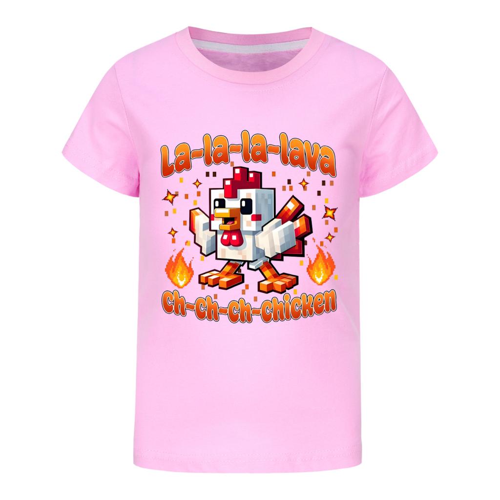 STEVE 'S LAVA CHICKEN Kids Clothes Cartoon Summer Baby Girls Cotton Short Sleeve Outerwear Fashion Boys T Shirt Children Clothes