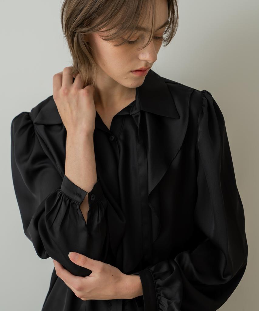 WIOE Mien Ruffle Tie Blouse_Black