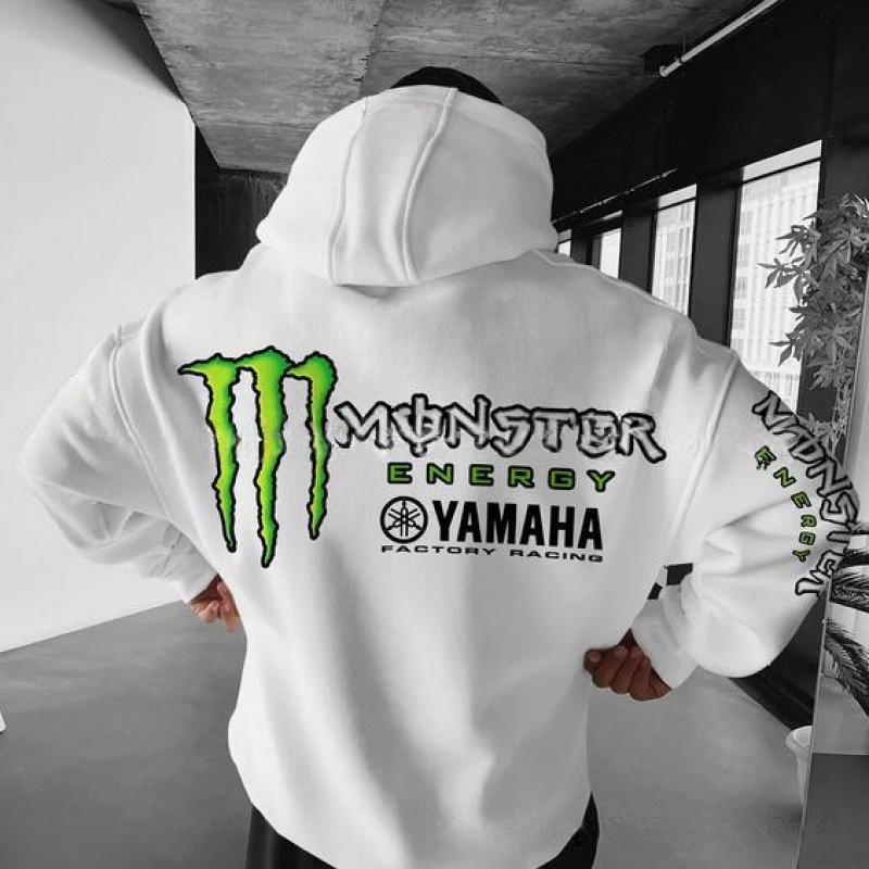 Felpa con cappuccio da uomo Y2K con stampa Monster Energy, stile streetwear hip-hop, top con cappuccio casual largo alla moda per adulti, adatto per l'uso quotidiano e lo sport.