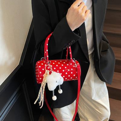 Niche Design Bag Women's New Summer Shoulder Messenger Bag Polka Dot Portable Cylinder Bag