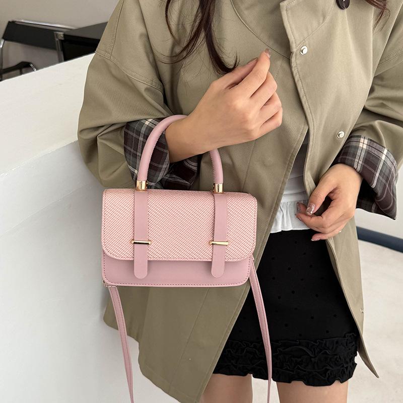 Fashion Commuting Small Square Bag for Women Korean Style Patchwork Buckle Crossbody Bags Textured Versatile One Shoulder Pack