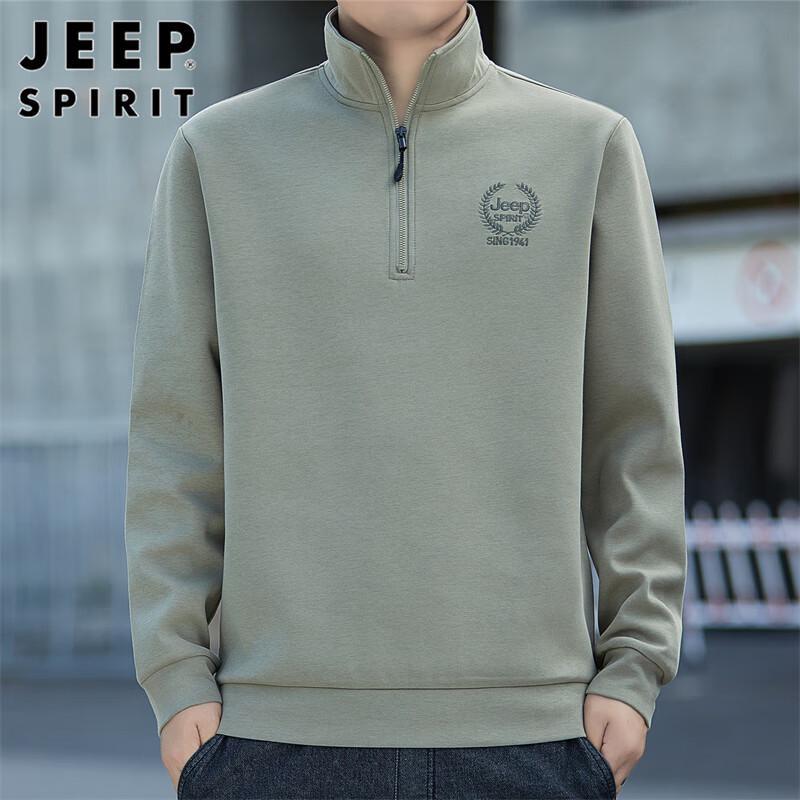 JEEP SPIRIT Men's Casual Stand-Collar Long Sleeve Sweatshirt