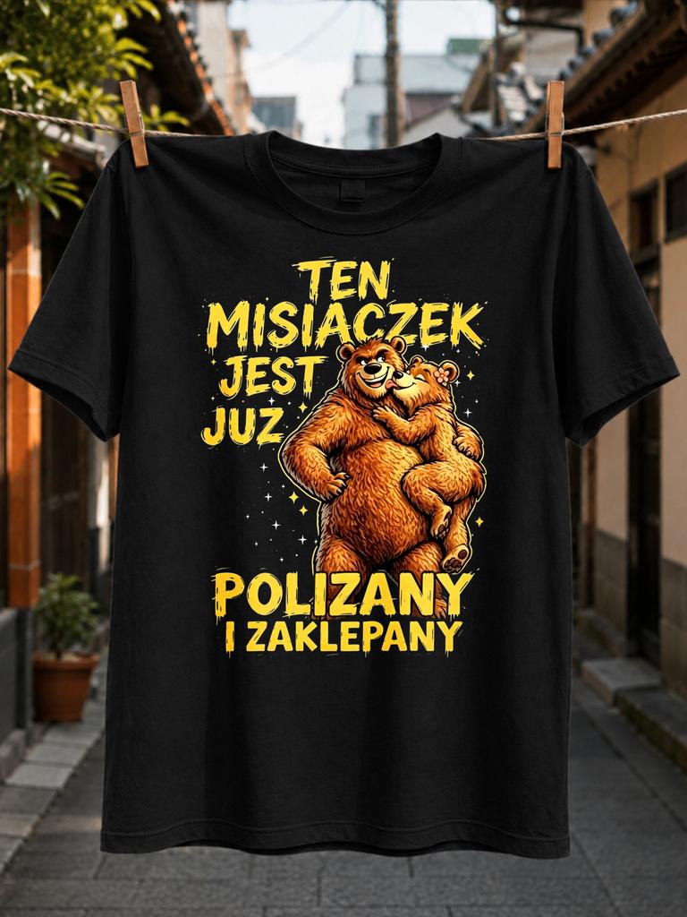 Yellow Polish Bear Couple Ten Misiaczek Text With Hugging Bears Stars And Bold Distressed Lettering Unisex All TShirt