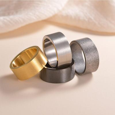 2023 Matte Brushed Titanium Couple Rings: 10mm Punk Trendsetter, Simple Retro Design