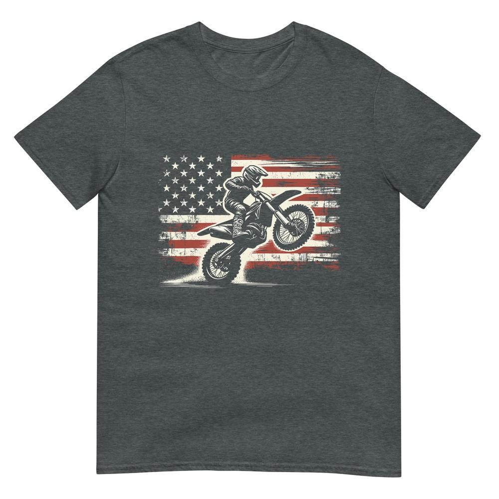 Dirt Bike American Flag Motocross Biker Vintage Usa TShirt Small Black