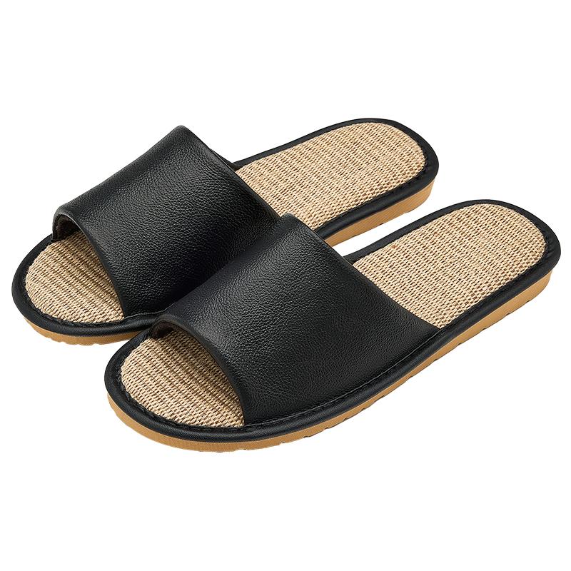 

Genuine leather Women Home Slippers Comfortable Fashion Non-slip Slippers Casual Breathable Men Slippers 45-46 чорний