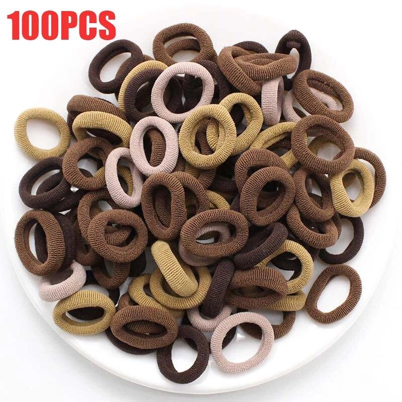 100 Pcs Girls Colorful Elastic Hair Bands Ponytail Hold Hair Tie Rubber Bands Scrunchie Hair Accessories Bands for Girls