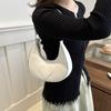 Korean Style Crescent Moon Underarm Bag Solid Color Hobo Bag Elegant PU Leather Shoulder Bag  Women