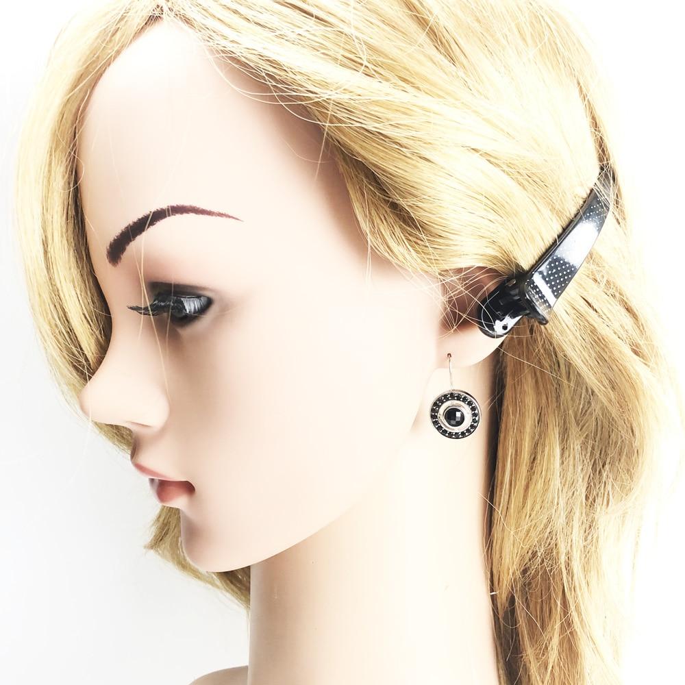 Black Round Drop Earrings In 925 Sterling Silver , Summer Brand New Europe Vintage Gift Good Jewelry For Women Girls