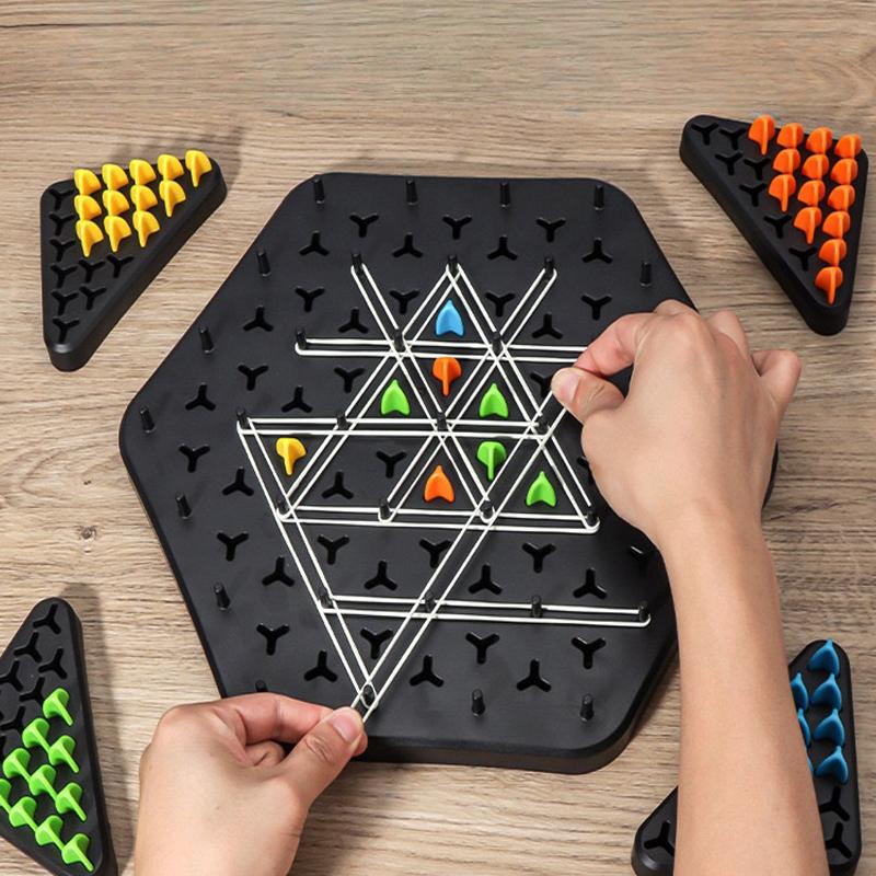Children's Thinking Training Triangle Chess - New Geometry Chain Puzzle Desktop Game Rubber Band Training Family Interaction