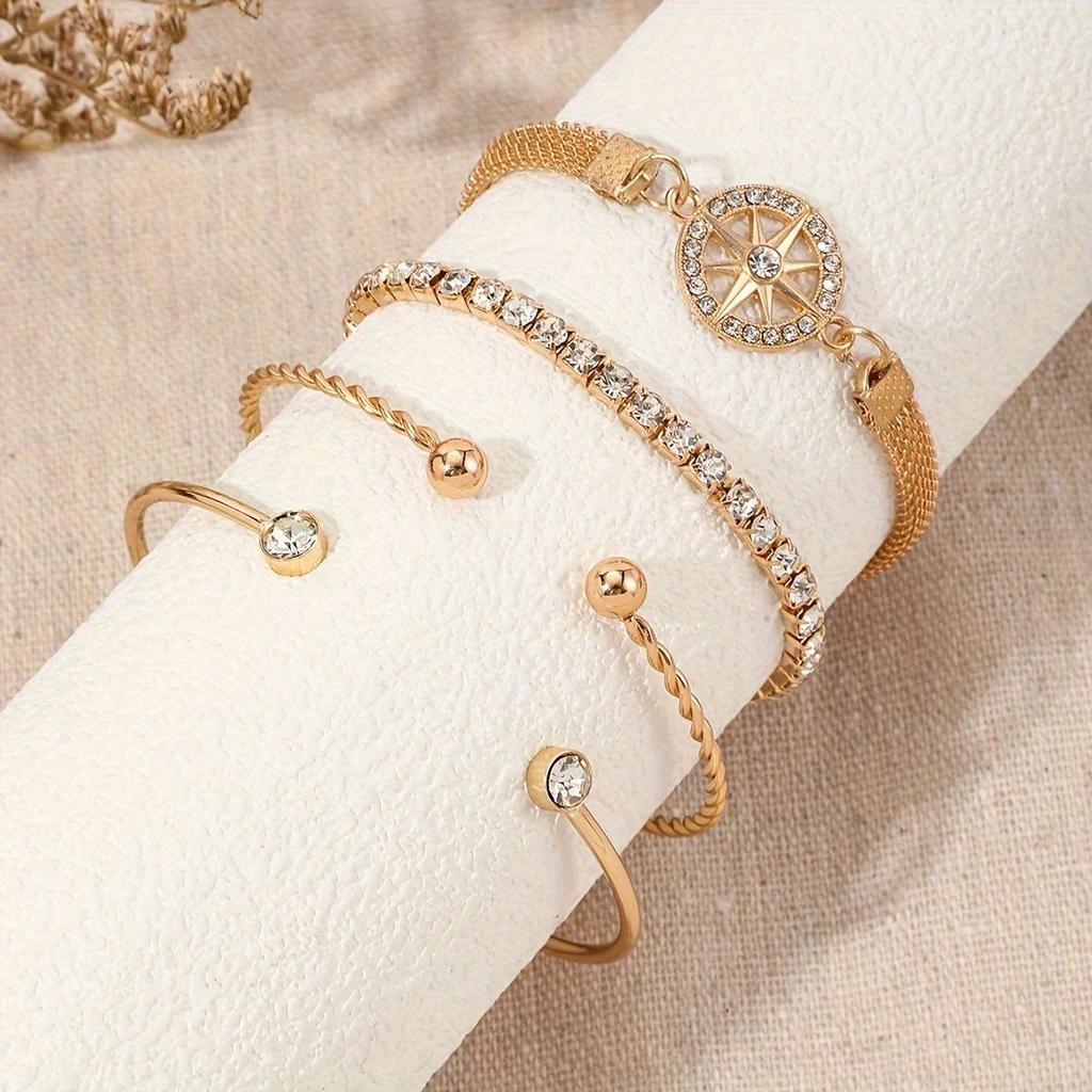Bracelet set European and American multi-layer retro diamond-encrusted twist bracelet simple bracelet bracelet