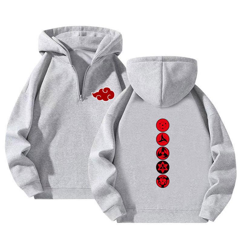 Naruto Anime Pulovr Mikina se čtvrtinovým zipem a kapucí Sportovní Outdoorová Mikina Ležérní Dlouhý Rukáv Pánské Oblečení Mikina Streetwear