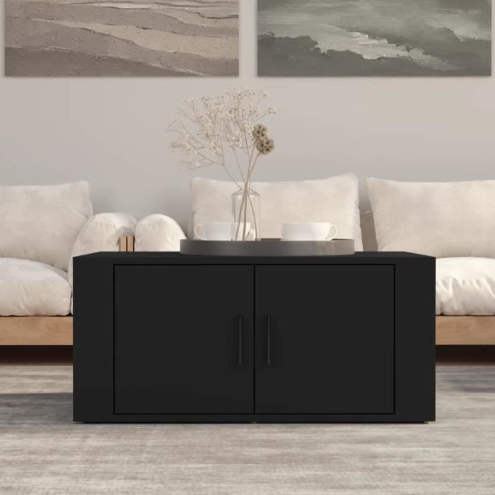 816513 vidaXL Table basse Noir 80x50x36 cm Bois d'ingénierie