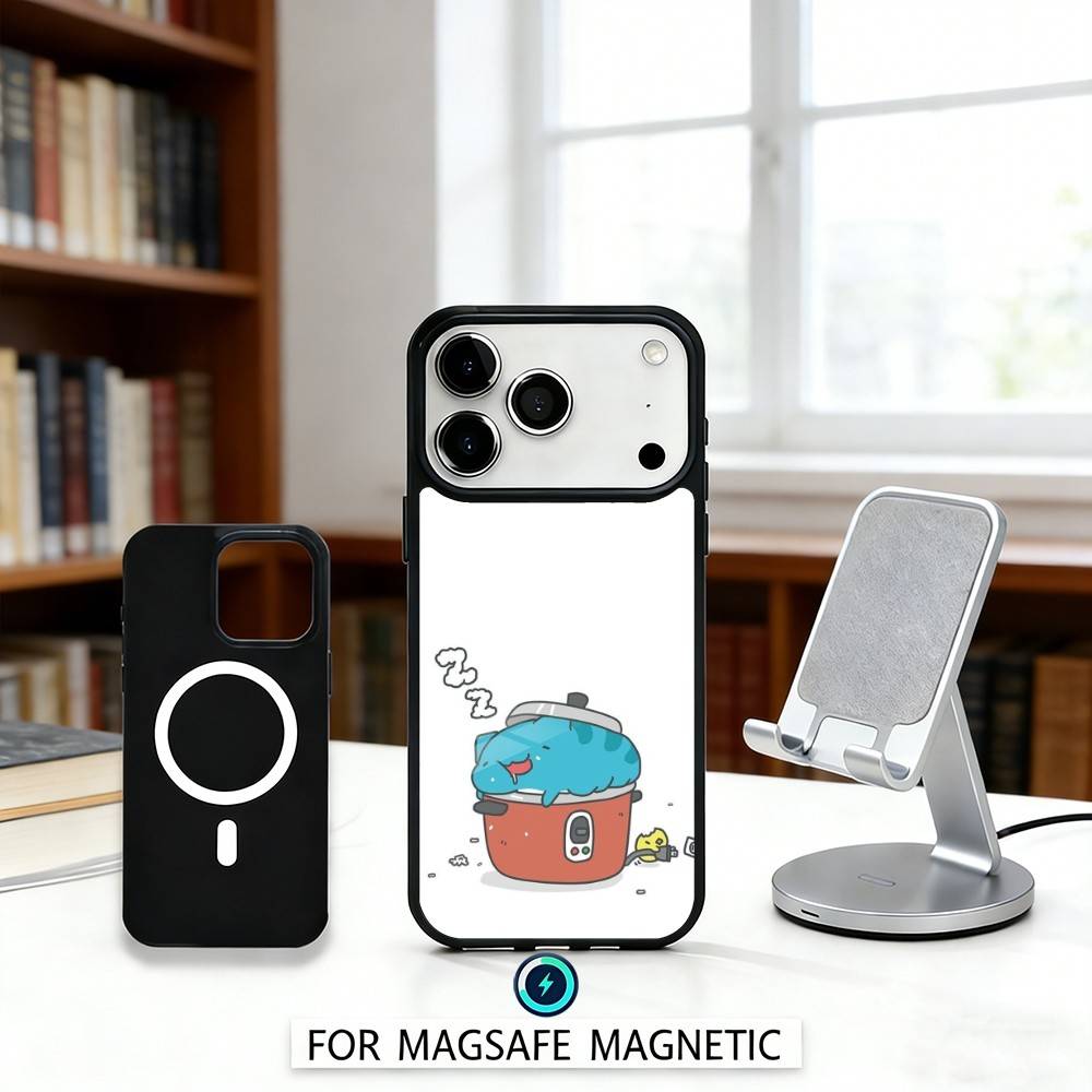 Fluffy-Cat B-Bugcat C-Capoo Phone Case Magnetic For iPhone17 16 15 14 13 12 Pro Max For Magsafe Wireless Charging Cover