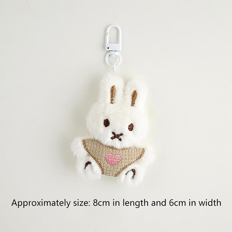 Cute Plush Little Bear Rabbit Doll Keychain Cartoon Animal Pendant Keyrings Backpack Decoration Accessories Gifts