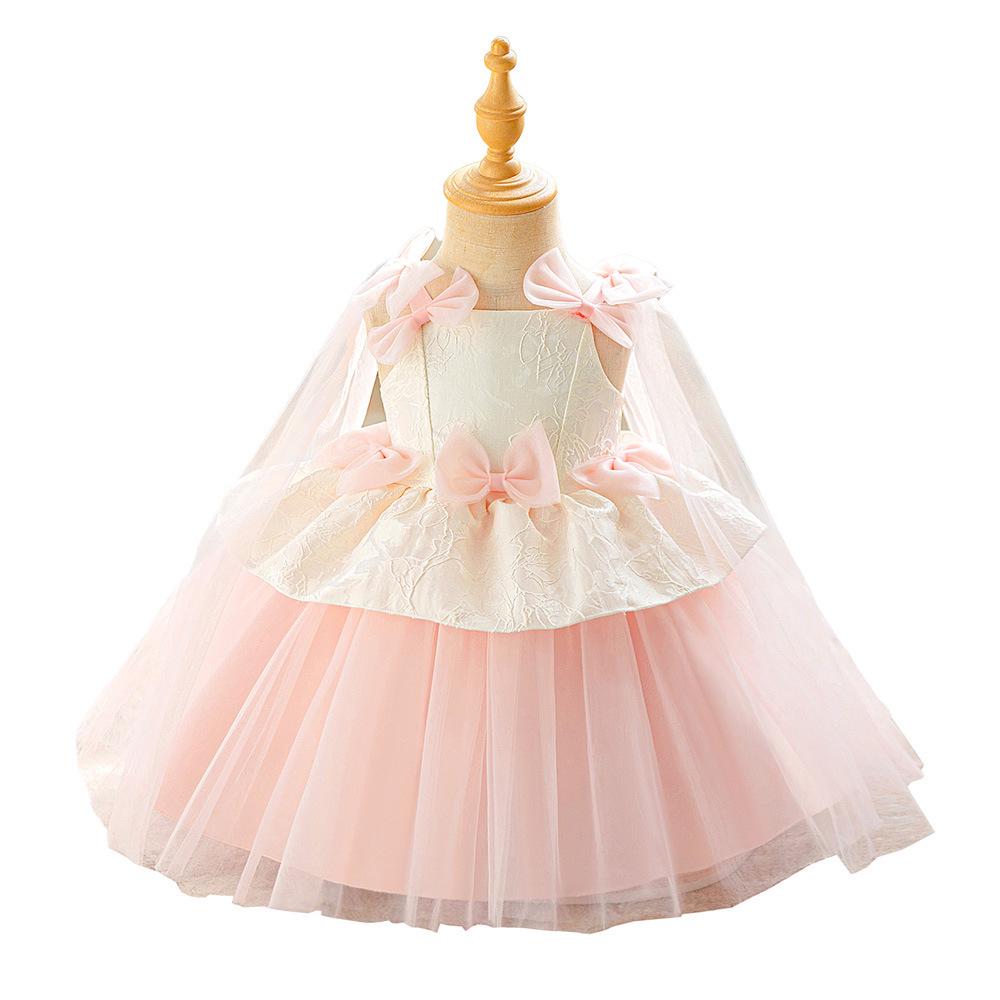 Elegant Princess Dress: Fluffy Soft Gauze Bow Skirt for Girls' Birthdays