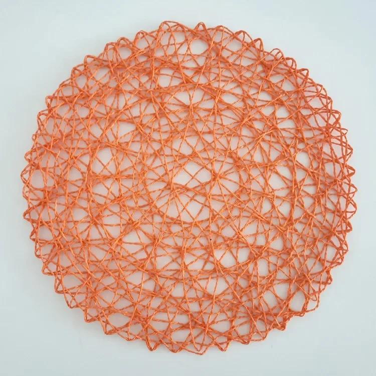 Crochet knitting Round Woven Place Mats Paper Fiber Table Placemats Hollow Decorative Placemat Dinning Place Mats Decor for Home