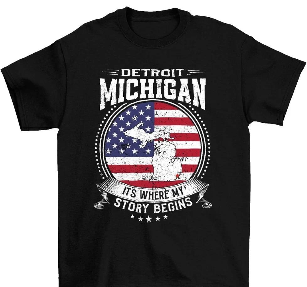 Detroit Michigan It s Where My Story Begins, Detroit MI Flag Shirt S