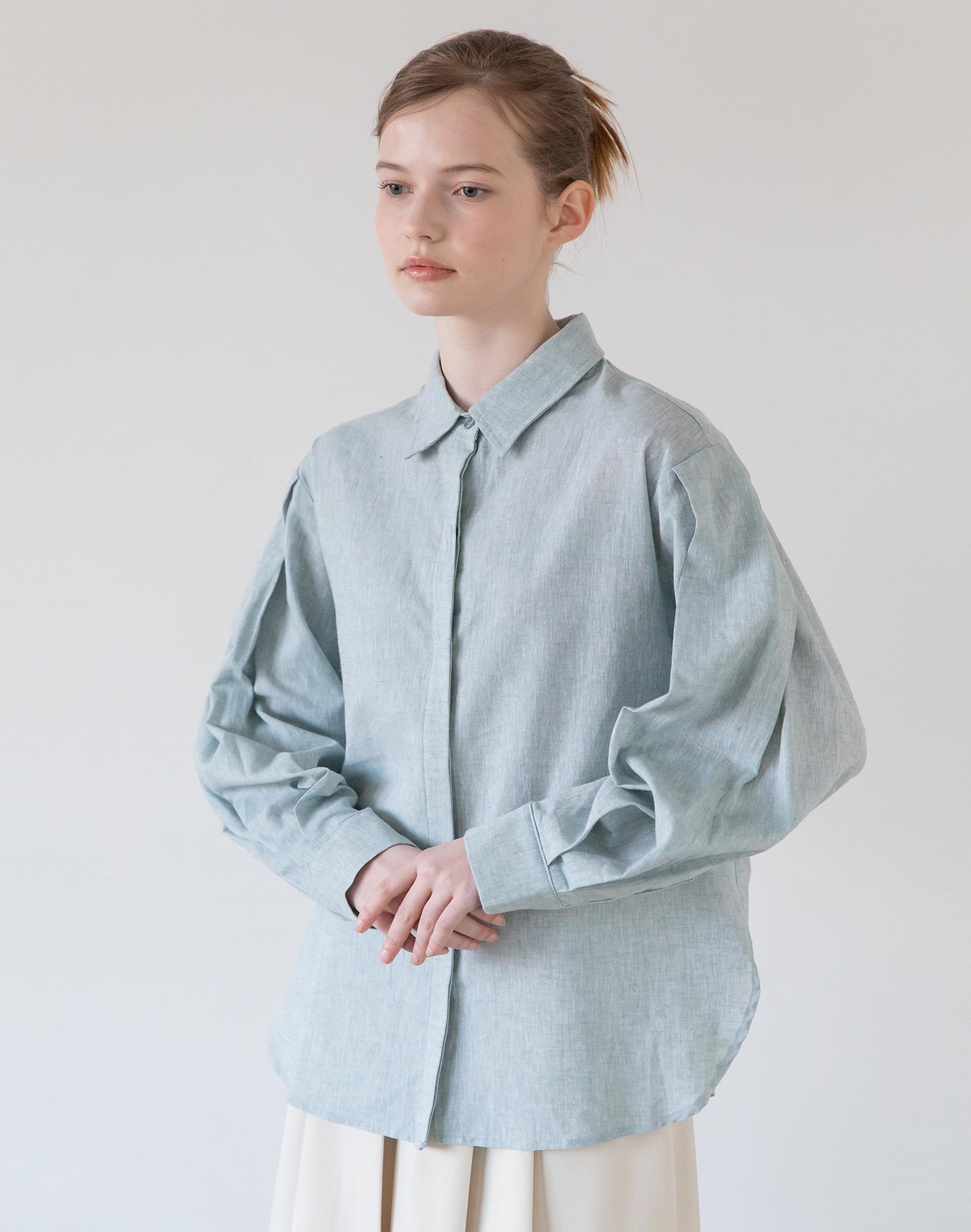 J Mark New York Pintuck Sleeve Shirt - Mint Mint/Free