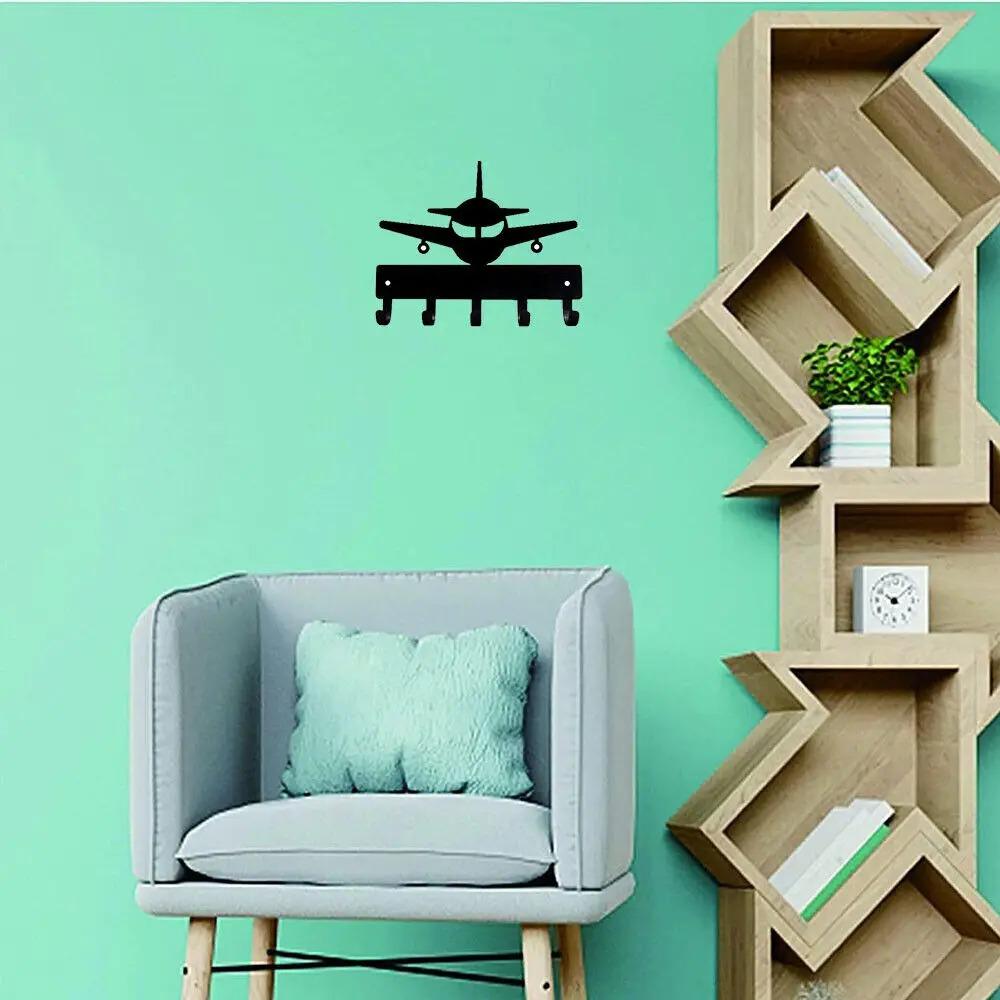 1pc "Airplane #1 Key Rack Hanger - 6 Inch Wide Metal Wall Art for Aviation Enthusiasts