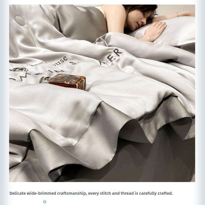 4In1 Summer Comforters Ice Silk Quilts Bedding Set Comforter Sheet Plus Pillowcase For Comfortable And Cool Bedroom