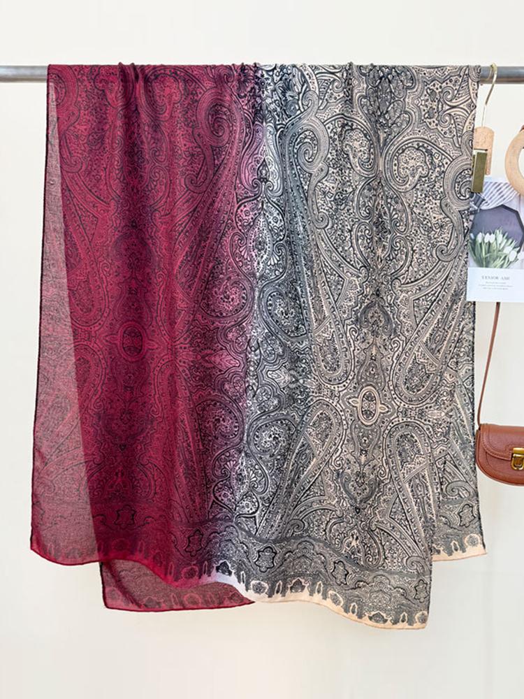 Elegant Women Silk Scarf Beach Wrap Shawl Retro Floral Print Ladies Sunscreen Bandanas Hijab Mujer Boho Scarve Pareo Casual New