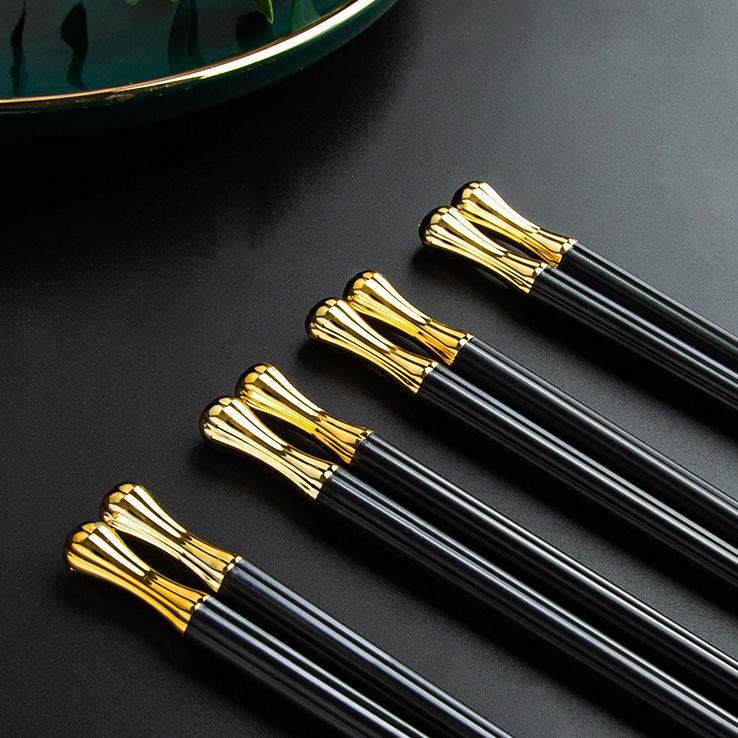 5/10/15Pairs Non-slip High Temperature Resistant Chopsticks Chinese Alloy Chopsticks Reuse Eco-friendly Hot Pot Public Tableware
