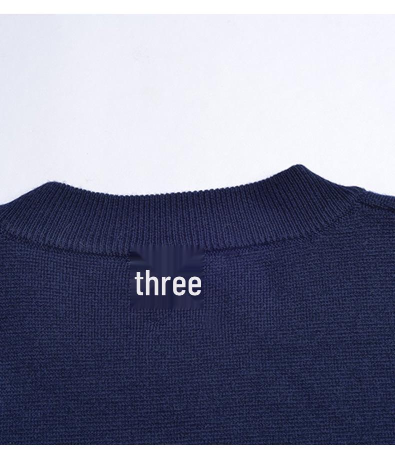 Unisex Striped Knit Sweater with Three-Color Woven Ribbon
