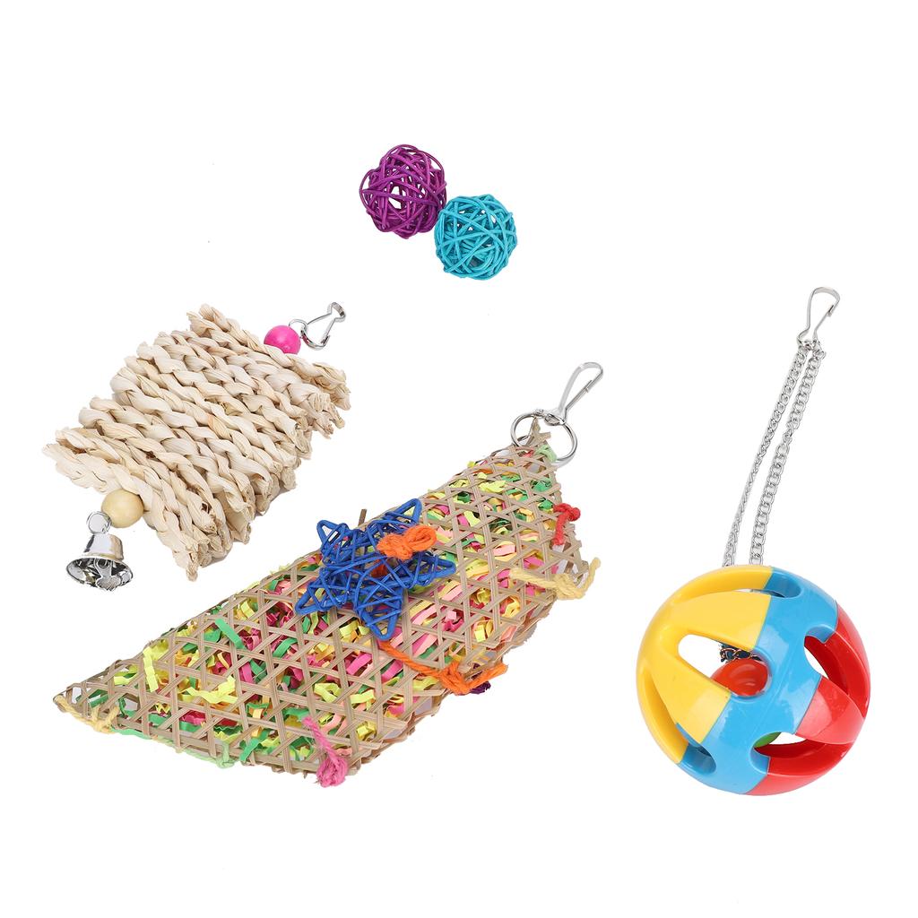 5pcs Foraging Toys Colorful Shred Bell Ball Basket Chewing for Pet Chicken Parrot  Bird