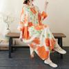 Dimanaf 2025 Women Plus Size Spring Long Dress Oversize Loose Dress Basic Casual Maxi Floral Printing Vintage