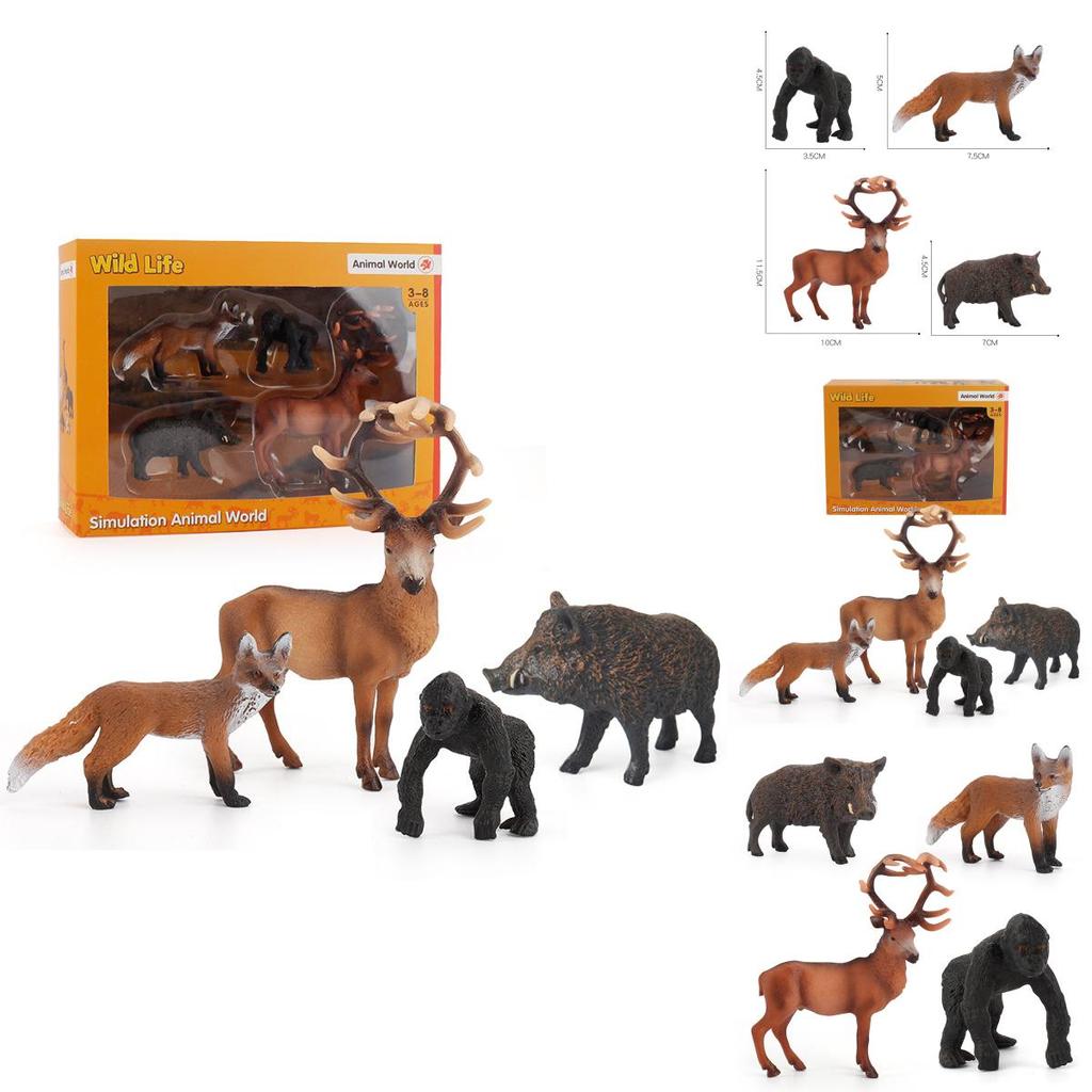 Wild Animal Pvc Figurine Black Chimpanzee Fox Deer Gift For Kids And Collectors